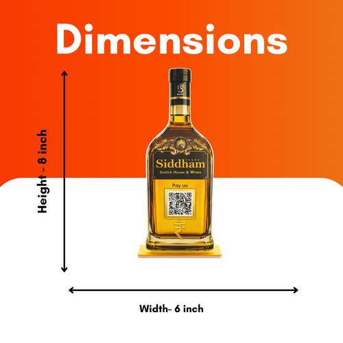 1 QR NFC Enabled Bottle Shape Table Top Standee for Scotch House & Wine Shop | UPI Payment