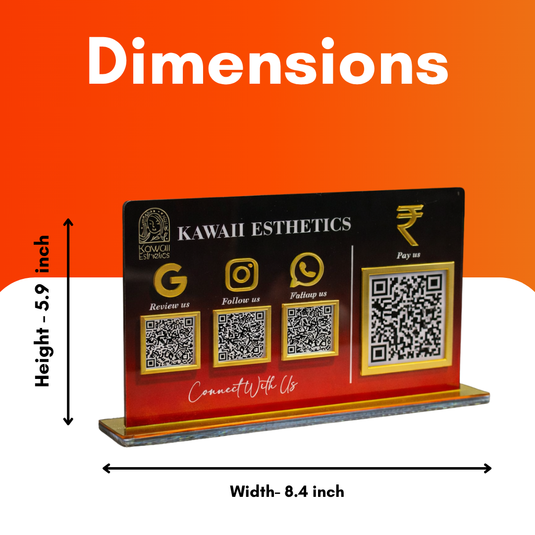 4 QR NFC Enabled Horizontal Digital Premium Standee for Dental Clinic | Salon & Spa