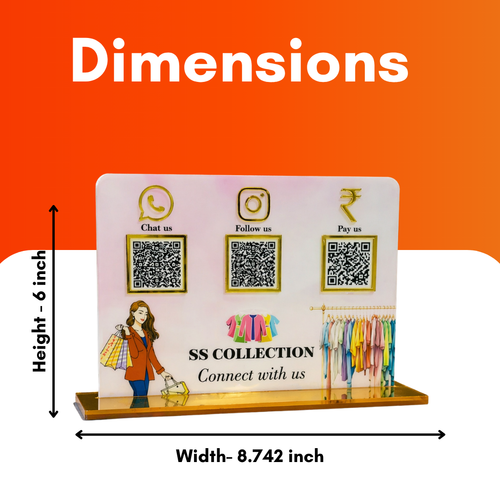 3 QR NFC Enabled Standee with Girl Printed Design for Clothing Store Boutique & Fashion Shop