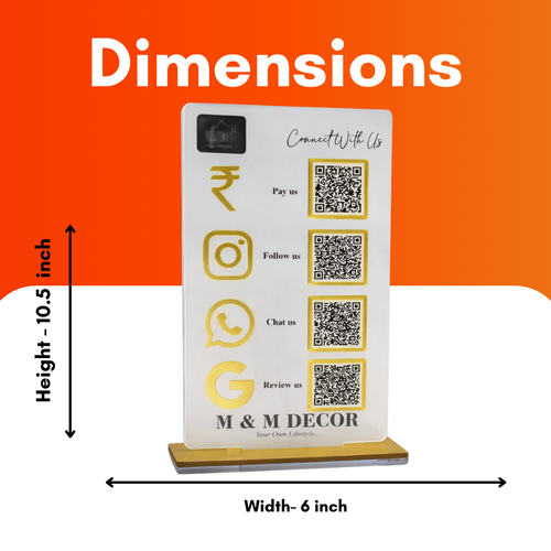 4 QR NFC Enabled White Vertical Digital Standee for Home Decor Interior Store & Decor Shop