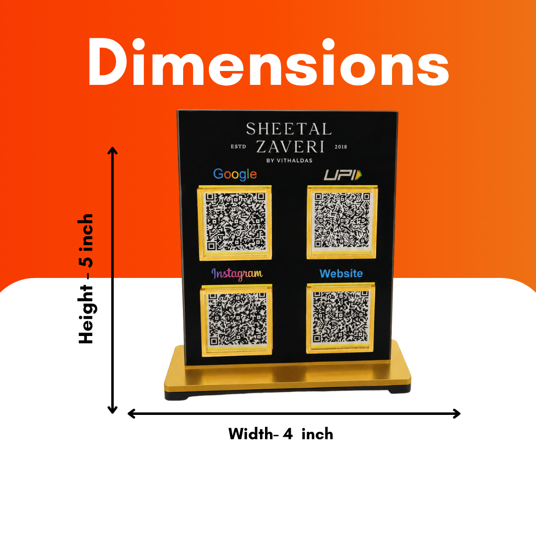 4 QR NFC Enabled Squre Shape Black Colour Standee