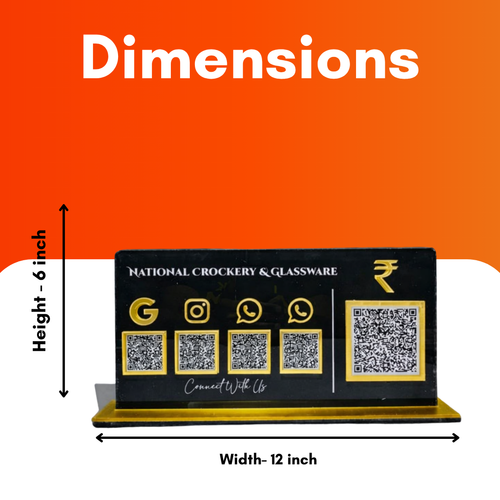 5 QR NFC Enabled Black Horizontal Standee with Payment QR