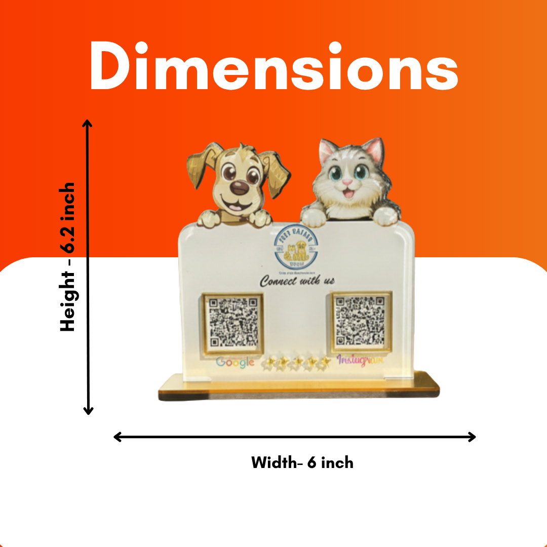2 QR NFC Enabled Dog & Cat Cutout Standee for Pet Shop Pet Store & Pet Clinic