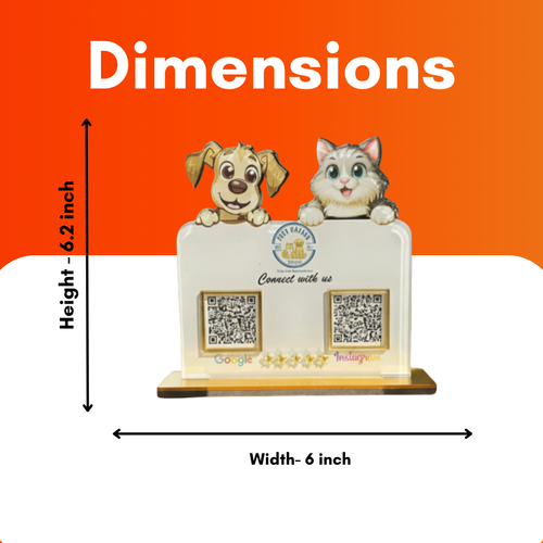 2 QR NFC Enabled Dog & Cat Cutout Standee for Pet Shop Pet Store & Pet Clinic