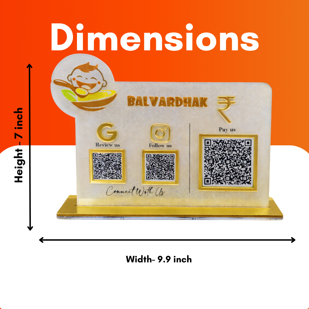 3 QR NFC Enabled Standee with Baby Cutout for  Kids Food Shop & Cafe