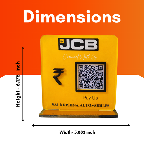 1 QR NFC Enabled JCB Theme Square Premium Standee Automotive Garage | Car Workshop | Showroom Counter