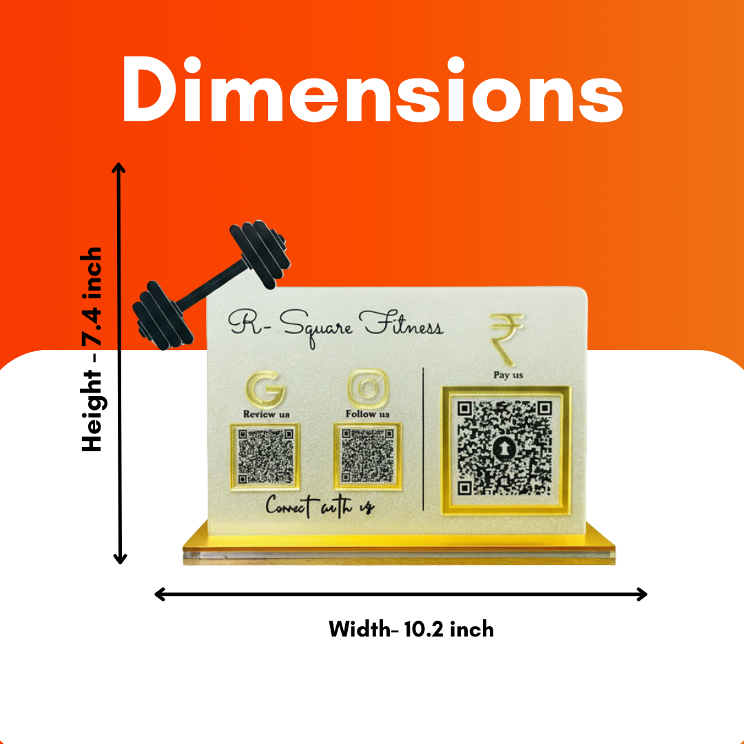 3 QR NFC Enabled Standee with Dumbbell Cutout for Gym & Fitness Studio