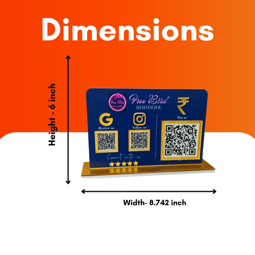 3 QR NFC Enabled Horizontal 6x8 Blue Colour Standee
