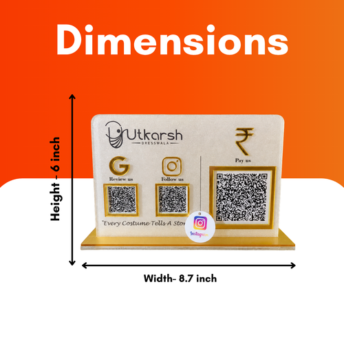 3 QR NFC Enabled Horizontal Standee with Instergram Keychain For Cloth Stors