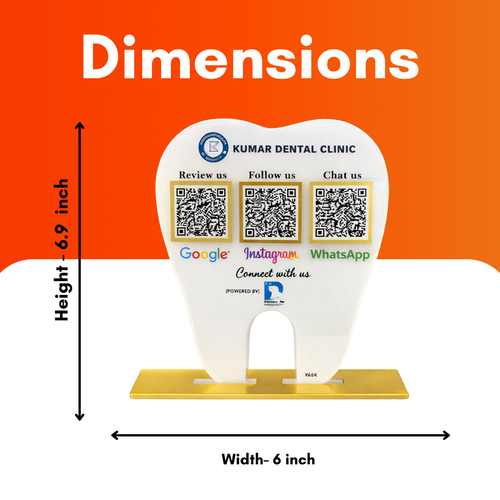 3 QR NFC Enabled Tooth Shape Standee for Dental Clinic