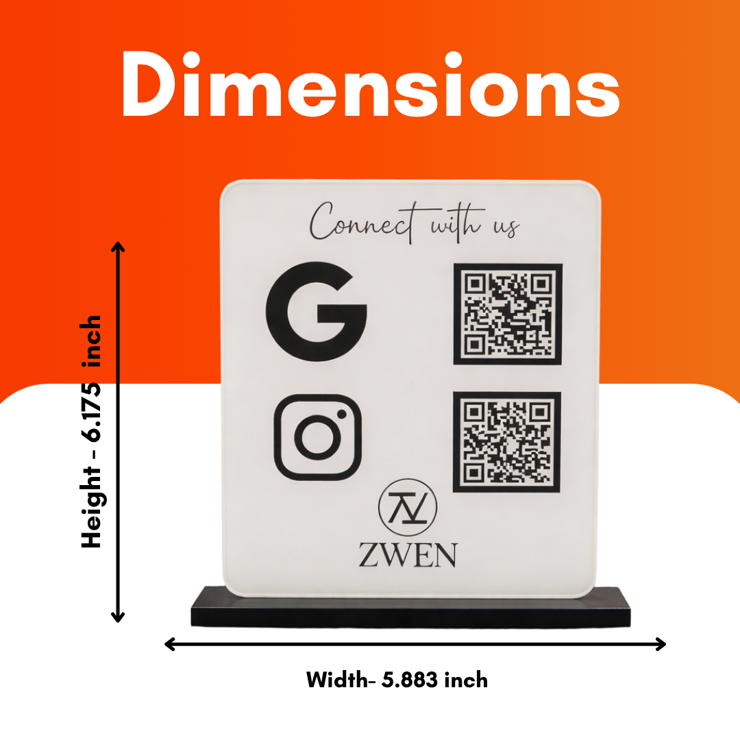 2 QR NFC Enabled Digital Premium White Standee with Black Icons for Shops Cafes Clinics & Offices For Hospital