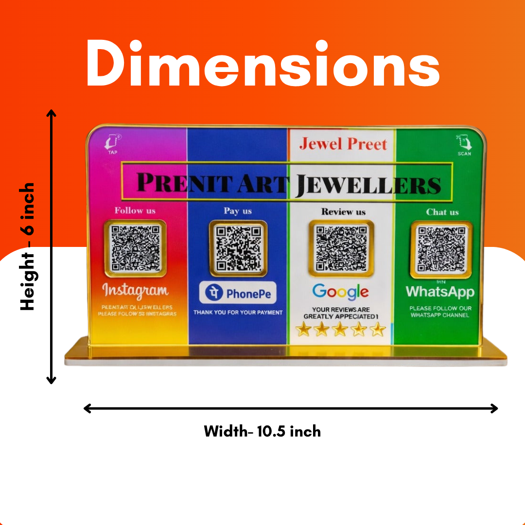 4 QR NFC Enabled Multi Color Standee For Jewellers