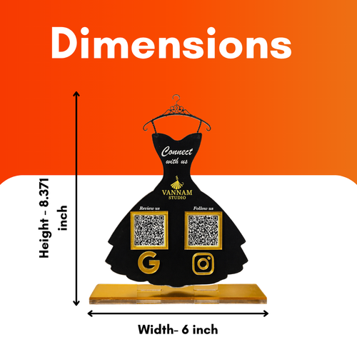 2 QR NFC Enabled Gown Shape Dress Standee | Boutique | Fashion Designer | Clothing Store | Ladies Tailor | Designer Studio