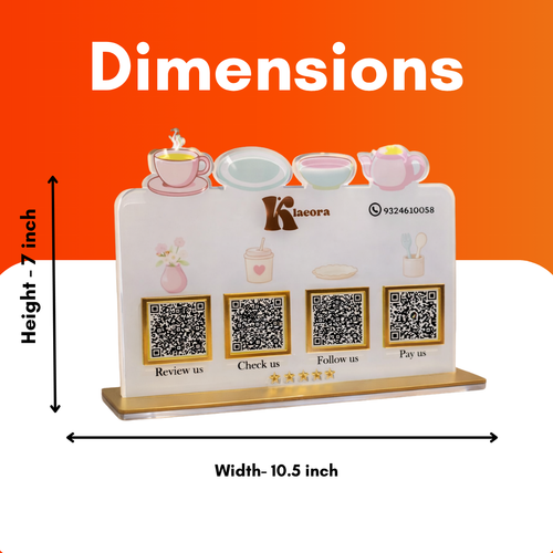 4 QR NFC Enabled Tea Cup Cut-Out Standee for Cafe Restaurant Tea Shop & Bakery
