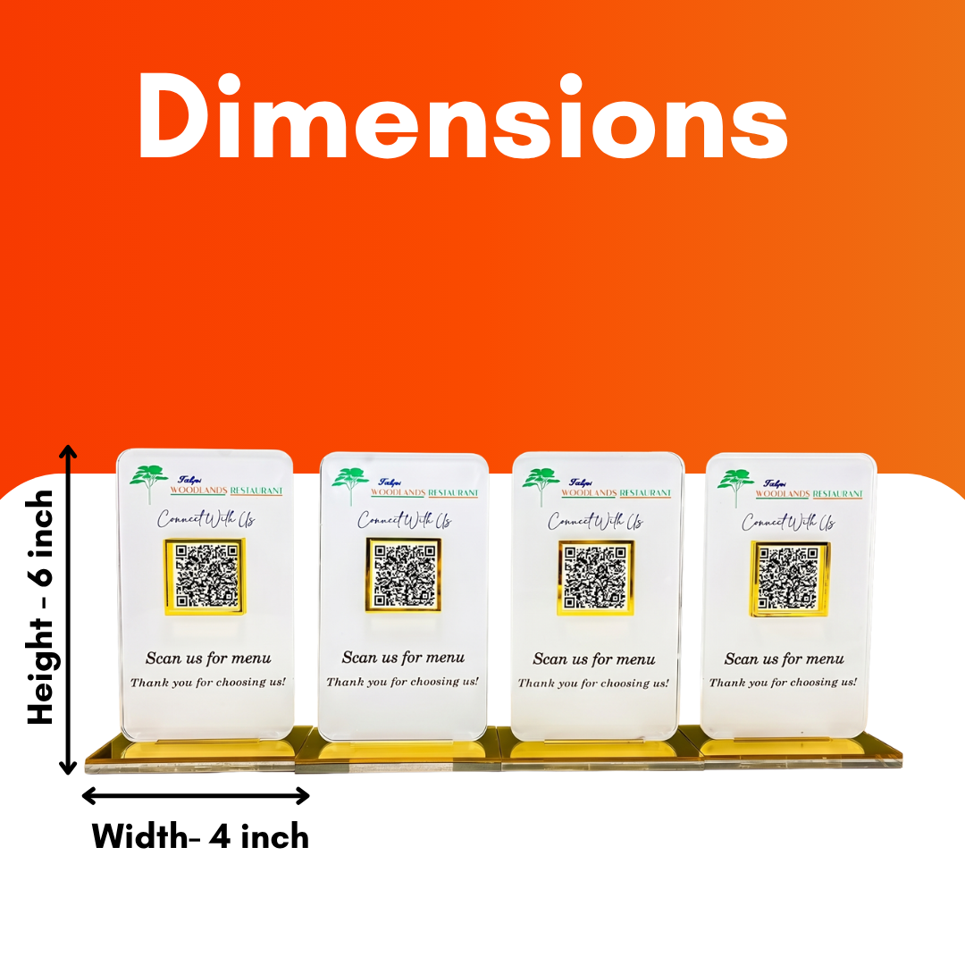 NFC Enabled Menu Standee (Pack of 4)  For Restaurant & Cafe