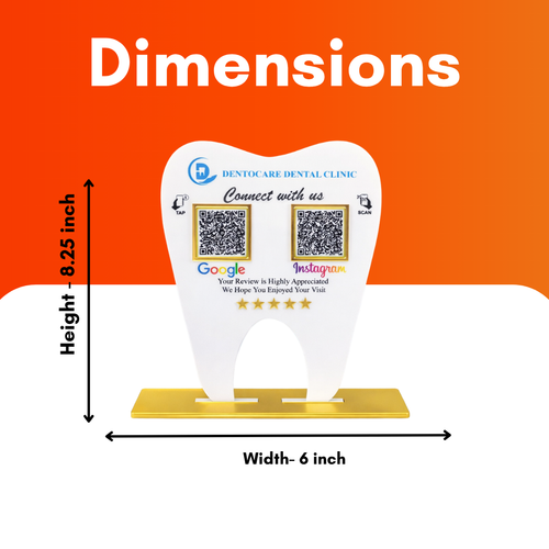 2 QR NFC Enabled Tooth Shape Standee for Dental Clinic