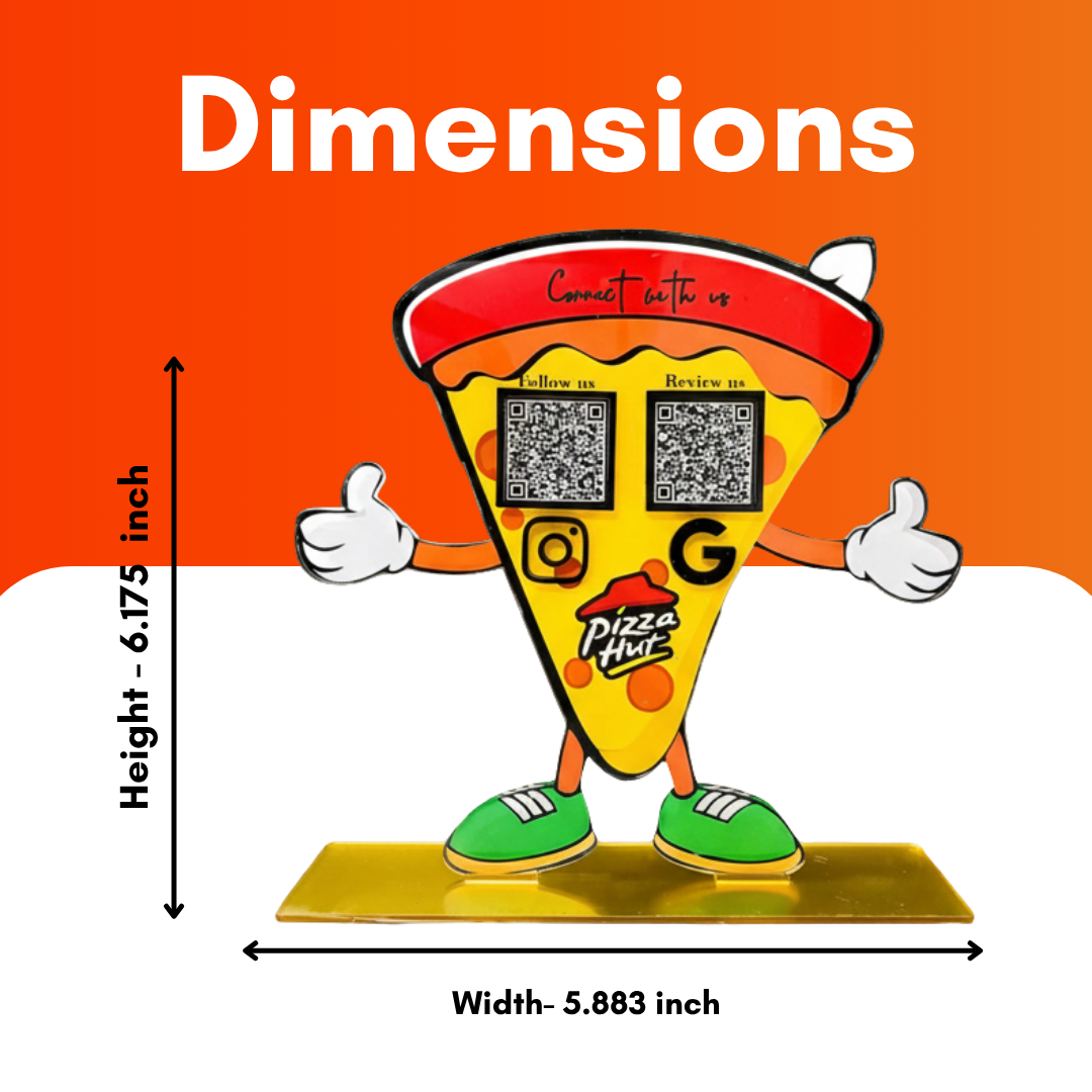 2 QR NFC Enabled Pizza Shaped Smart Digital Standee for Restaurant & Cafe