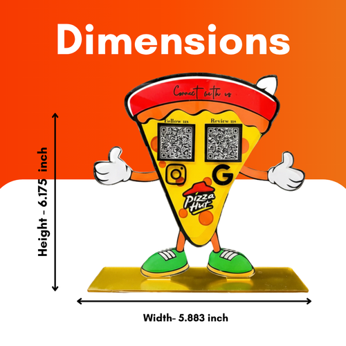2 QR NFC Enabled Pizza Shaped Smart Digital Standee for Restaurant & Cafe