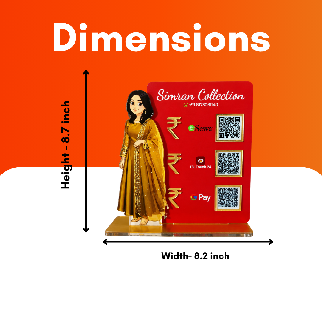 3 QR NFC Enabled Girl Cut Our Standee For Cloth Store