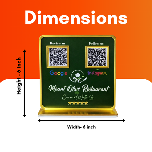 2 QR NFC Enabled Green Golden Border Standee for Restaurant Cafe & Food Shop