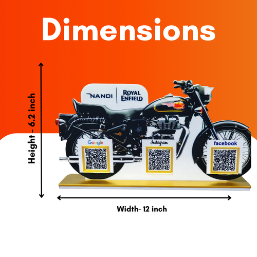 3 QR NFC Enabled Motorcycle Shape Standee