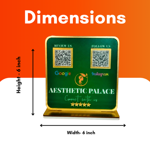 2 QR NFC Enabled Green Acrylic Standee with Golden Border