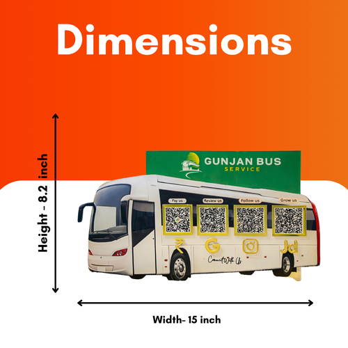 4 QR NFC Enabled Bus Shape Table Top Standee for Bus Service