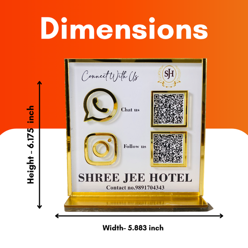 2 QR NFC Enabled Standee for Business Google or Instagram QR with Golden corner