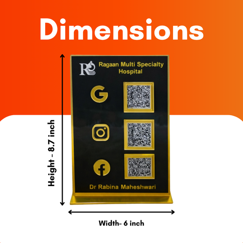 3 QR Black Goldan Border NFC Enabled Premium Standee for Shops Cafes Clinics & Offices