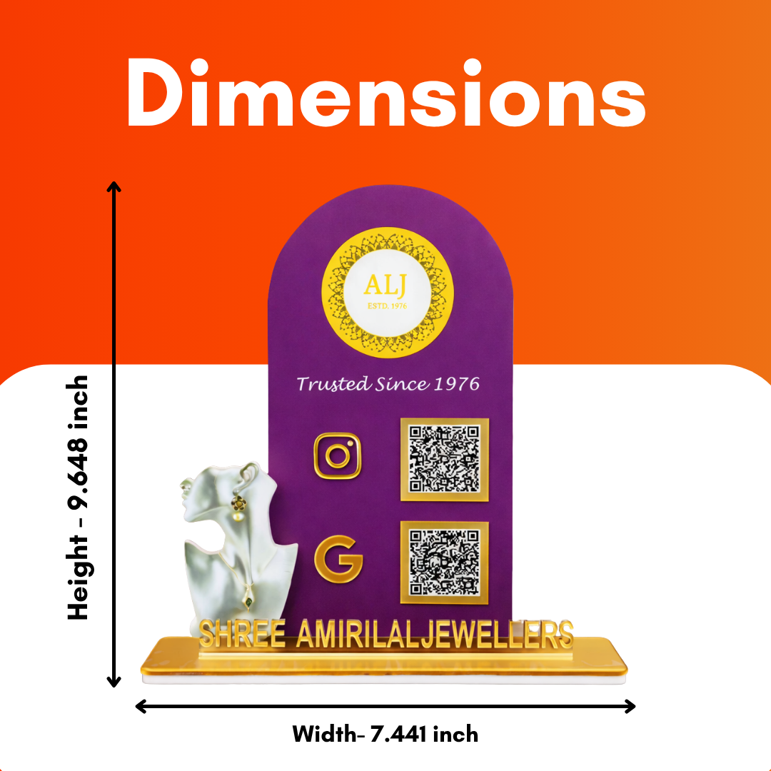 2 QR NFC Enabled Circle Shape Standee for Jewellery Store
