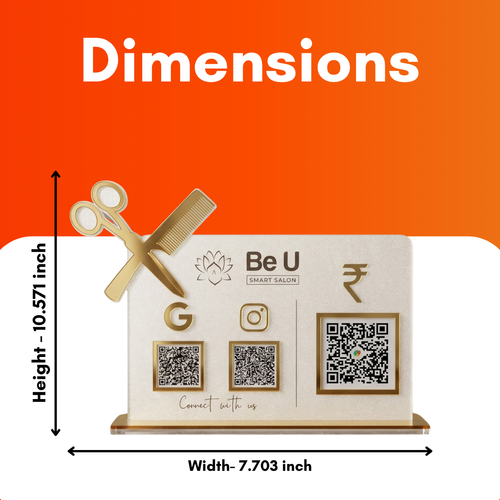 3 QR NFC Enabled Frosted Standee with Scissor Cutout for Salon Spa & Barber Shop