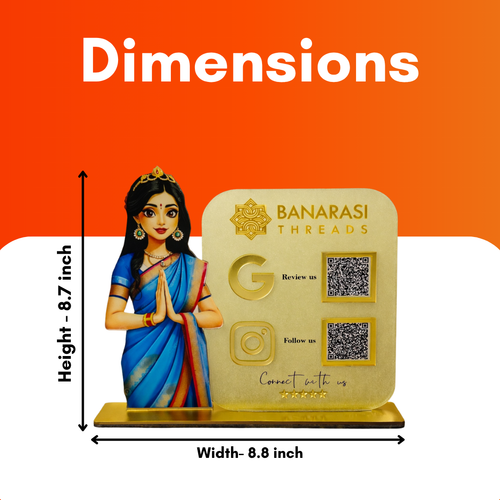 2 QR NFC Enabled Ethnic Wear Standee with Saree Girl Cutout for Boutique & Clothing Store