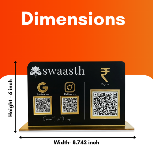 3 QR NFC Enabled Black Horizontal Standee