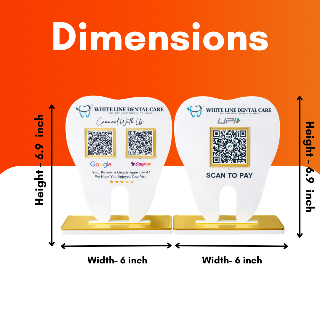 2 QR Tooth Shape NFC Enabled Bundle For Dentists Dental Clinic Dental Care
