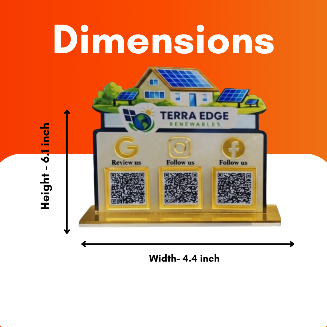 3 QR NFC Enabled Solar Panel Shape Standee for Solar Company & Renewable Energy Business For Electronics