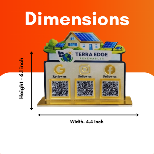 3 QR NFC Enabled Solar Panel Shape Standee for Solar Company & Renewable Energy Business For Electronics