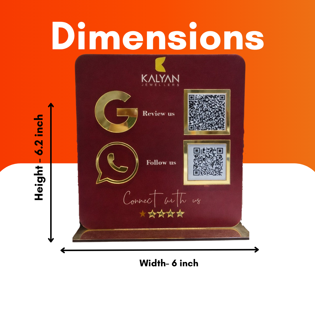 2 QR NFC Enabled Dark Maroon Google Review Standee For Jewellers