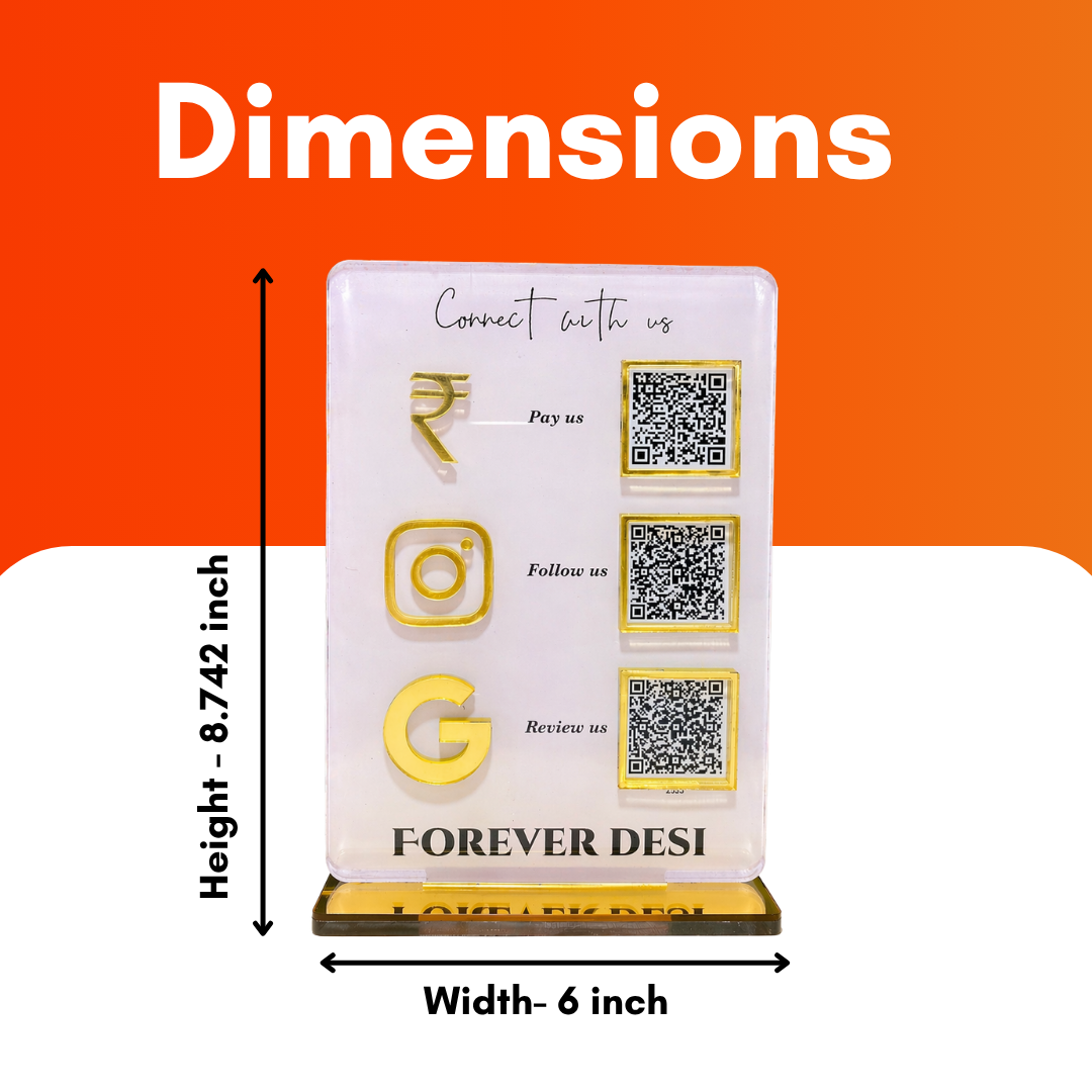 3 QR NFC Enabled White Digital Standee for Shops Cafes Clinics & Offices and Salon and spa