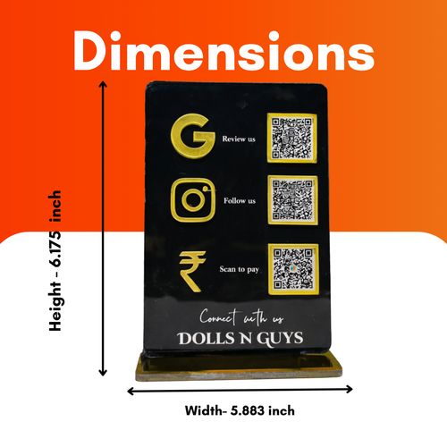 3 QR NFC Enabled Digital Black Premium Standee for Shops Cafes Clinics & Offices