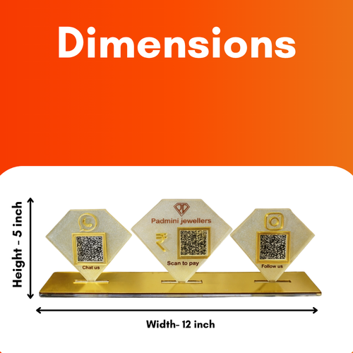 3 QR NFC Enabled Diamond Shape Standee for Jewellery Store & Gold Shop