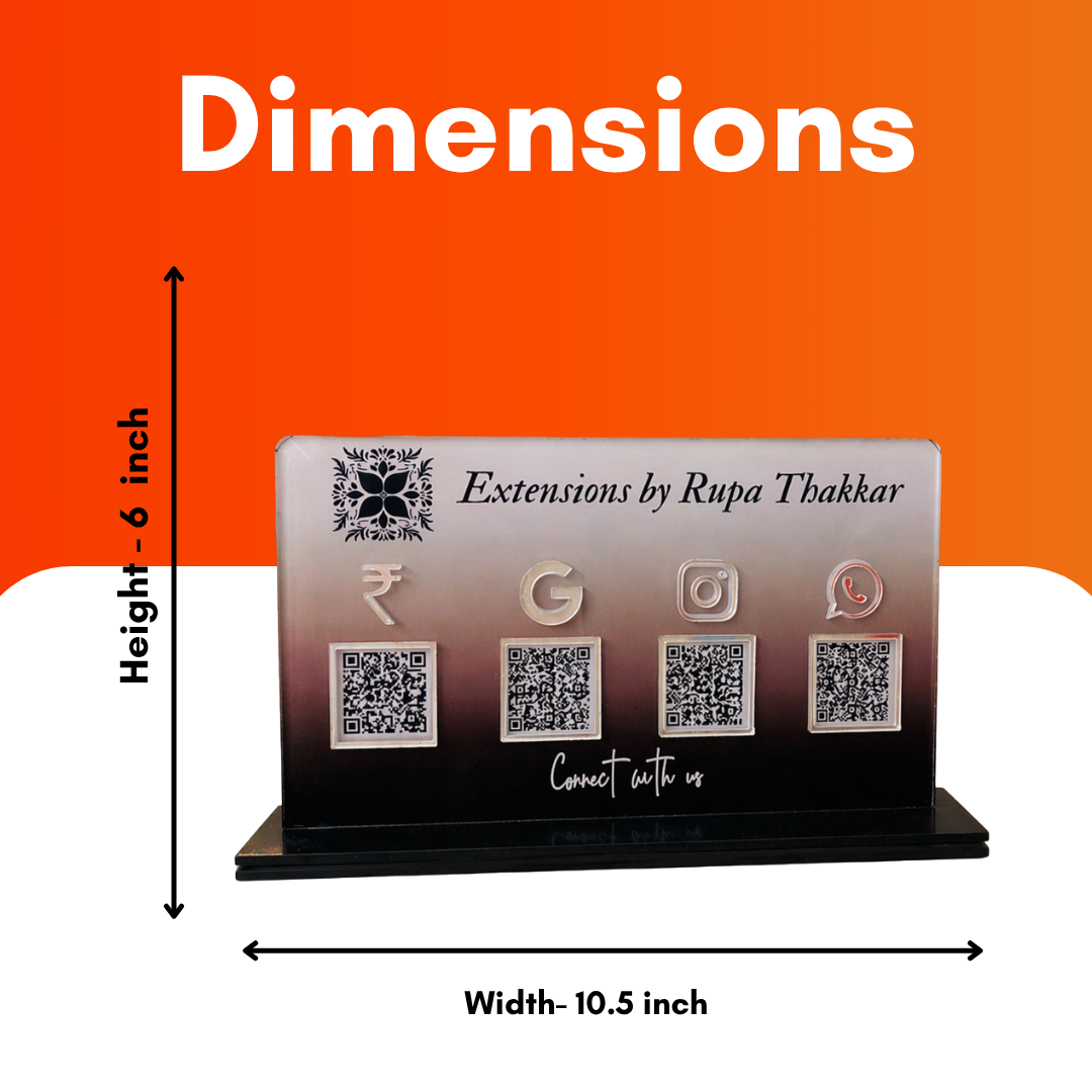 4 QR Horizontal NFC Enabled White Red Gradient Standee For Nail Art Studio And Salon