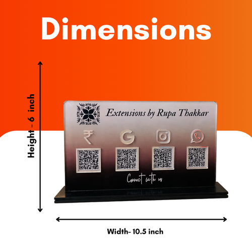 4 QR Horizontal NFC Enabled White Red Gradient Standee For Nail Art Studio And Salon