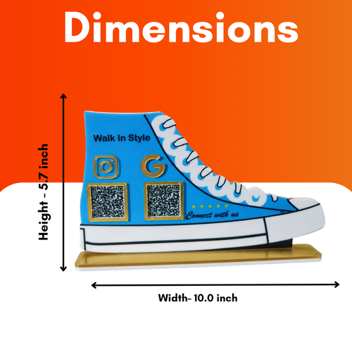 2 QR NFC Enabled Shoe Shape Standee For shoes Businesses