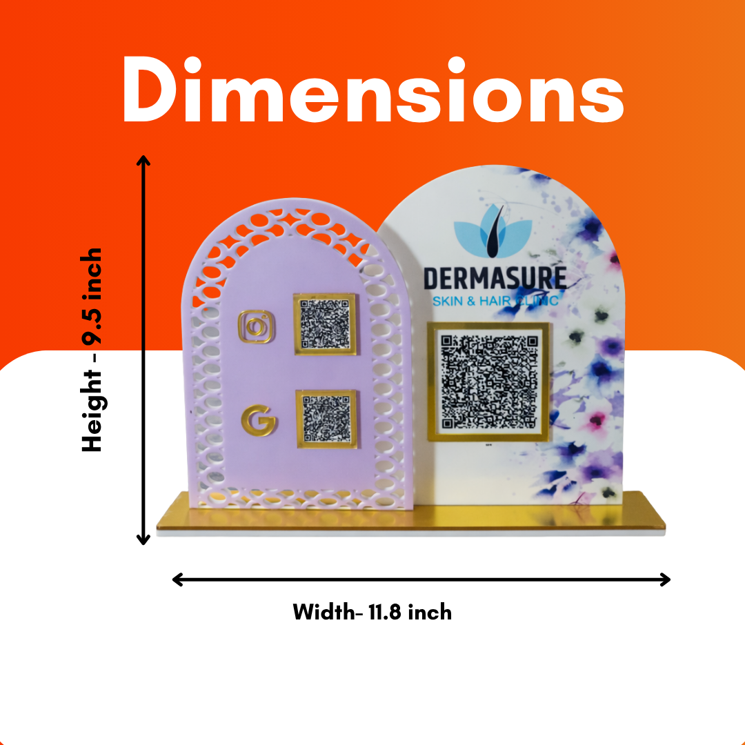 2 QR NFC Enabled Dual Size Arch Shape Standee for Shops Cafes Clinics & Offices For Salon and spa
