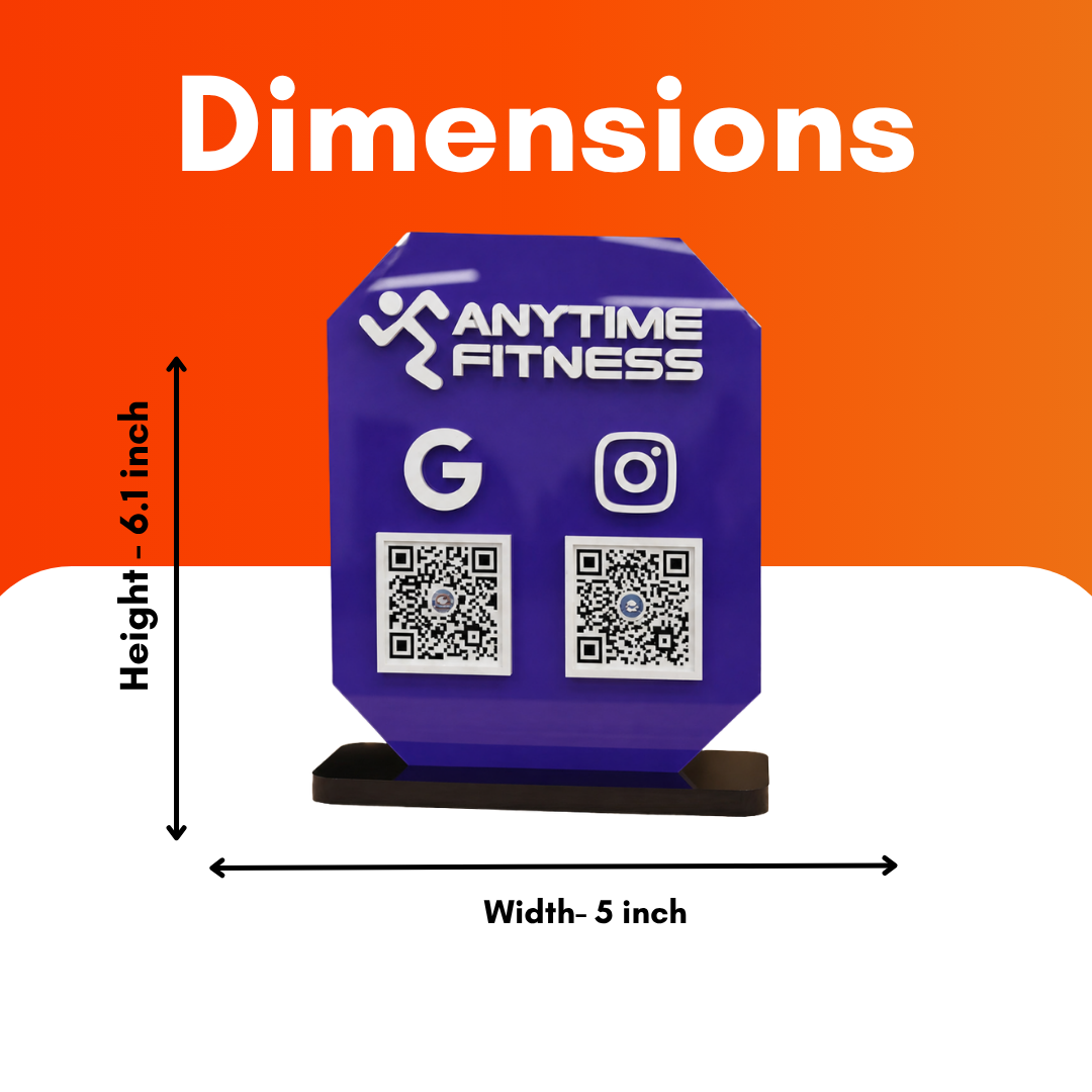 2 QR NFC Enabled Blue Colour Standee for Gym & Fitness Studio