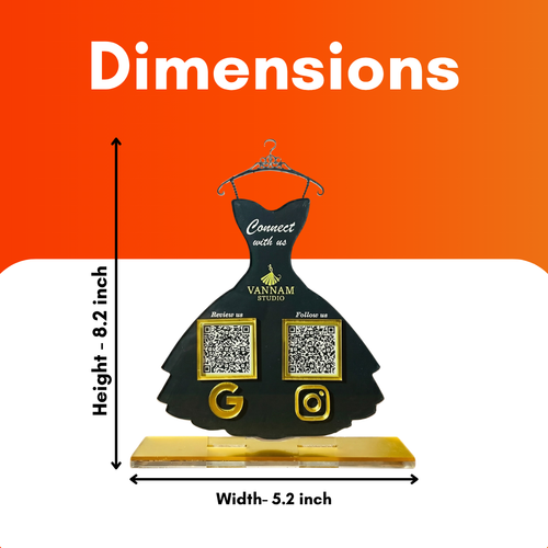 2 QR NFC Enabled Dress Shape Standee for Boutique Gown Shop & Clothing Store