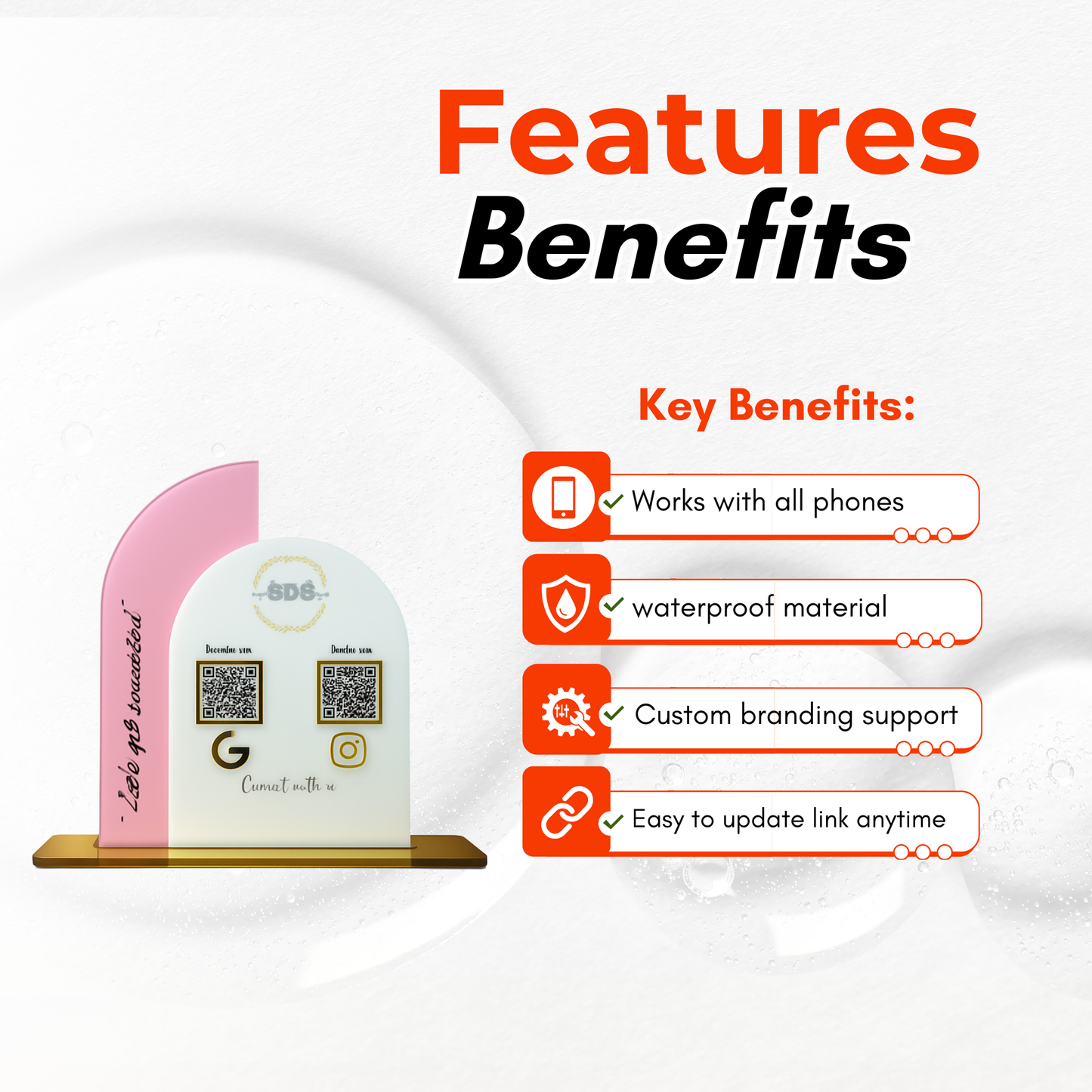 2 QR NFC Enabled Custom Shape Standee for Shops and Clothing Store and Boutiques