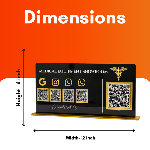5 QR NFC Enabled Code Horizontal Standee for Medical Equipment Showroom Review WhatsApp and Payment Display For Clinic and Hospital For Clinic and Hospital