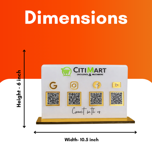4 QR NFC Enabled White Horizontal White Colour QR Standee For Google Review