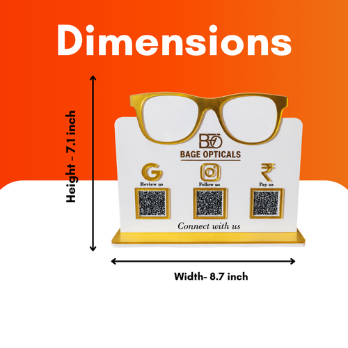 3 QR NFC Enabled Glasses CutOut Standee For Opticals